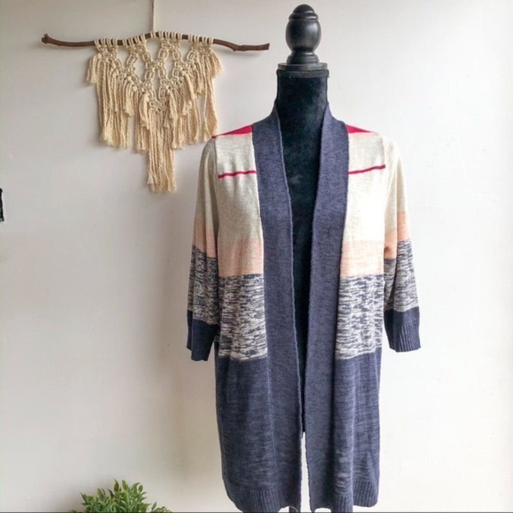 Torrid STRIPED‎ OPEN CARDIGAN Navy Pink 10 - Picture 8 of 8